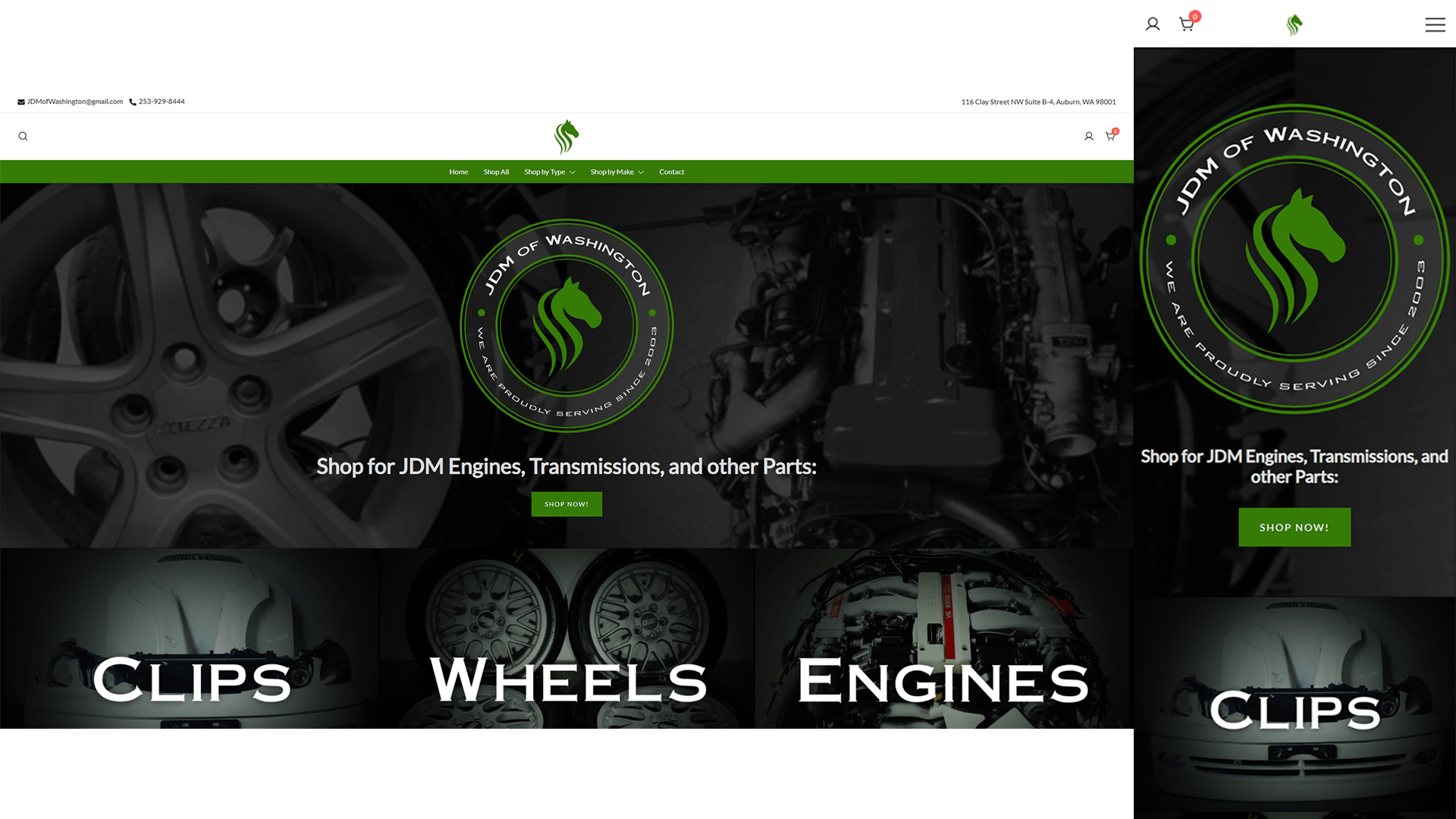 JDM of Washington – Desktop and mobile device screenshots of the homepage/main webpage