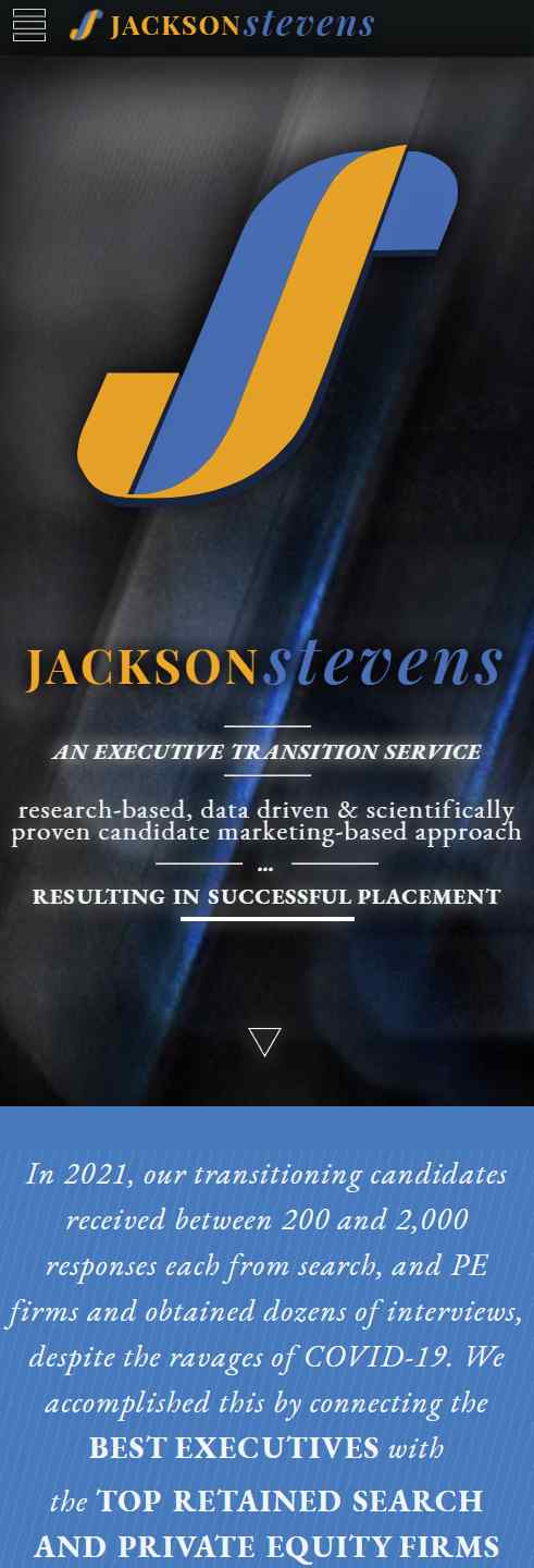 Jackson Stevens Resumes – Mobile device screenshot of the homepage/main webpage