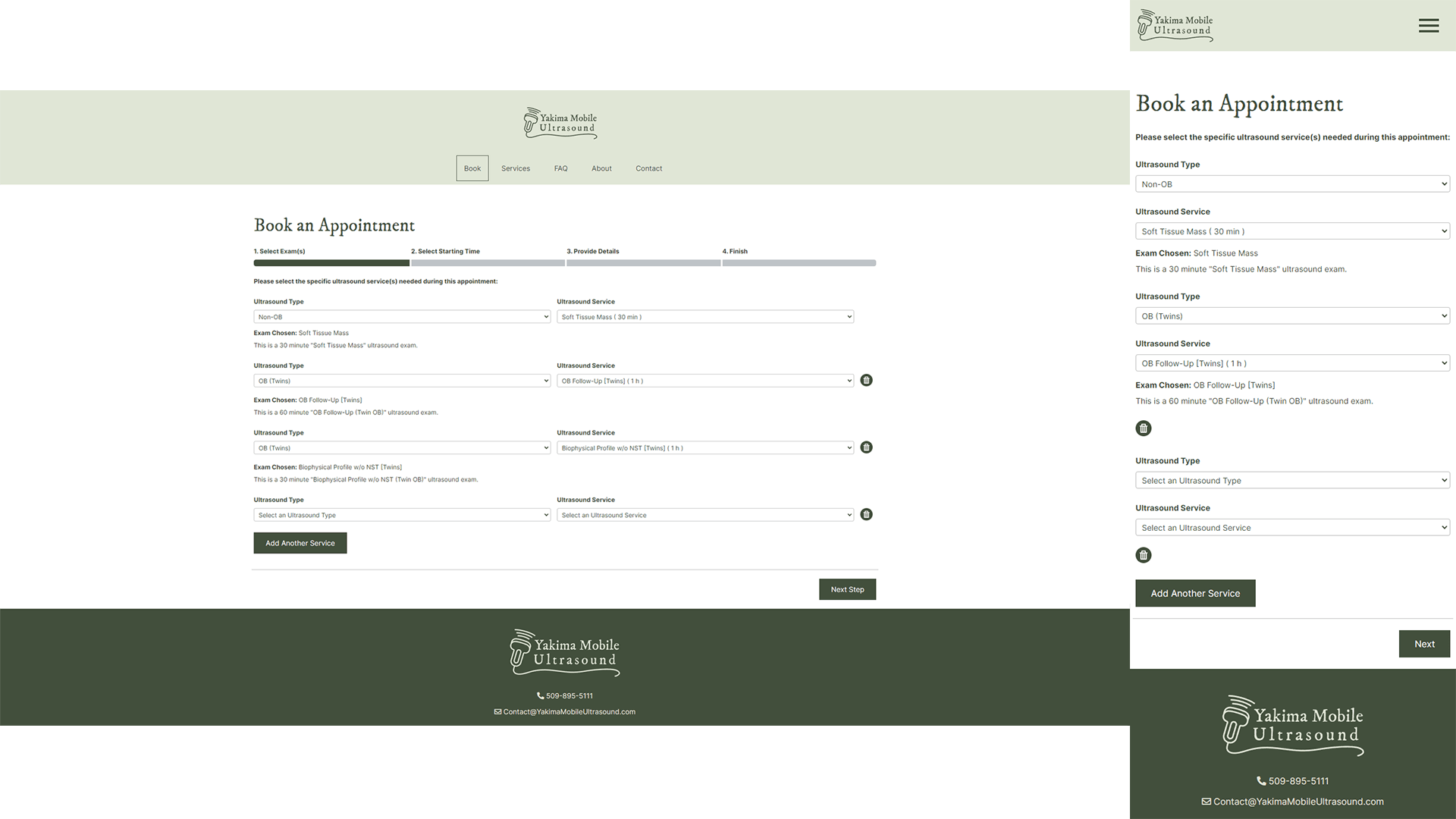 JDM of Washington – Desktop and mobile device screenshots of the appointment booking webpage