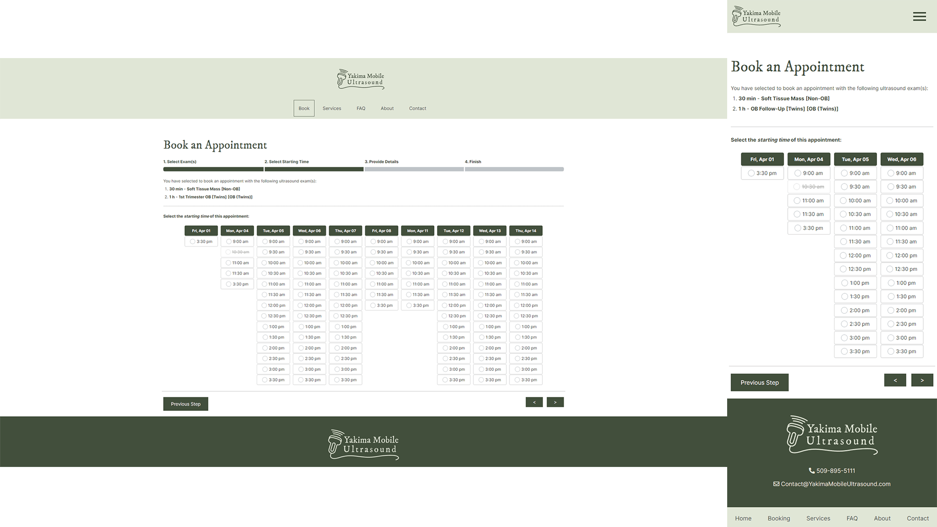 JDM of Washington – Desktop and mobile device screenshots of the appointment scheduling webpage